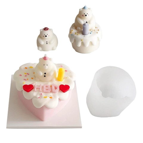 3D Bear Silicone Mold Stereoscopic Cute Animal Scented Candle Making Tool Cake Chocolate Baking Decorative Craft