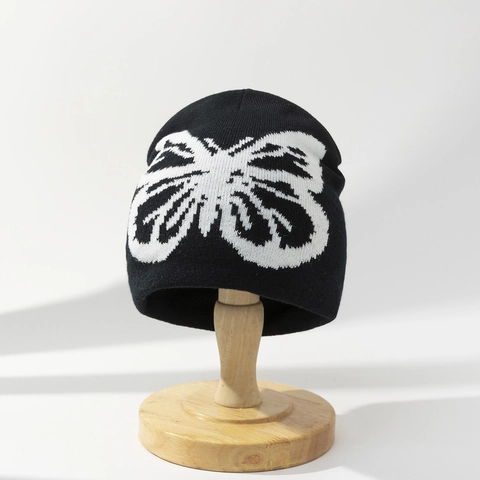Gebreide Beanie Met Vlinderprint Warme Acryl Wintermuts Voor Heren En Dames Streetwear Mode Jacquard