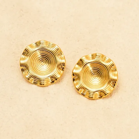 Orecchini A Disco Filettato Vintage In Acciaio Inossidabile Placcato Oro Borchie Circolari Texturizzate Gioielli Retro Donna