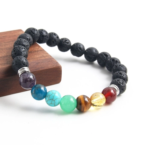 Planetary Chakra Energy Bracelet Natural Lava Stone Healing Beads Solar System Universe Unisex Jewelry