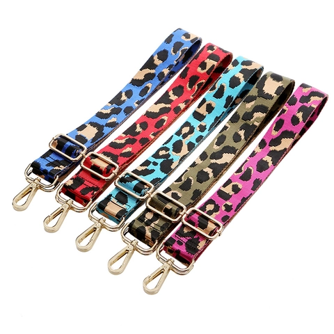 Leopard Print Adjustable Bag Strap Polyester Webbing Replacement Crossbody Shoulder Messenger Metal Hardware Fashion