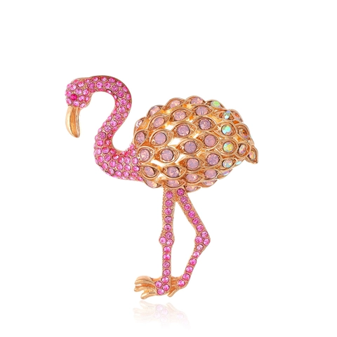 Broche De Flamenco Aleación De Zinc Diamante De Imitación Brillante Forma De Animal Accesorio De Moda Para Mujeres
