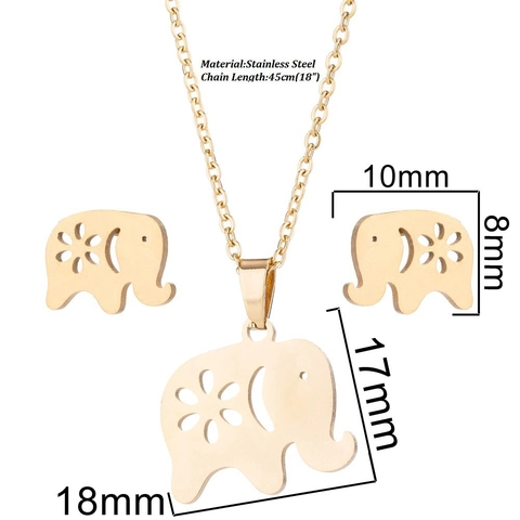 Stainless Steel Jewelry Necklace Earrings For Women Hollow Animal Elephant Butterfly Heart Pulse Star Moon Pendant Jewelry