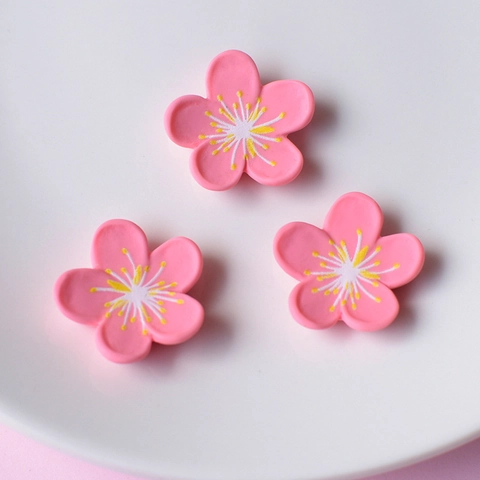 Resin Peach Blossom Sakura Flower Charms DIY Craft Accessories For Hair Clips Scrapbooking Fresh Style Jewelry Making