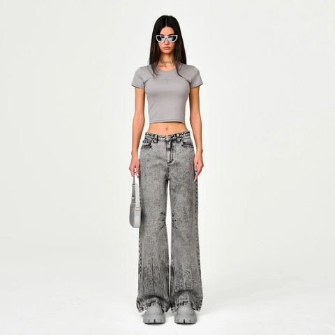 High Waist Wide Leg Jeans Acid Wash Katoen Denim Streetwear Vintage Baggy Broek Voor Dames Casual Mode