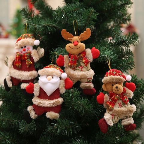 Decorazioni Da Appendere Per Albero Di Natale Stoffa Lino Peluche Babbo Natale Danzante Pupazzo Di Neve Renna Orso