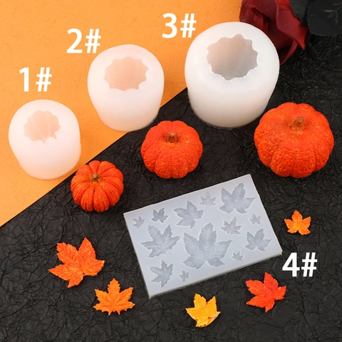 Halloween Pumpkin Maple Leaf Silicone Molds DIY 3D Autumn Theme Candle Soap Resin Cake Decoration Baking Tools