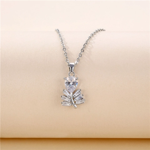 Blad Hanger Ketting Roestvrijstalen Ketting Met Koperen Zirkoon Inleg Sleutelbeen Sieraden Voor Dames Elegant