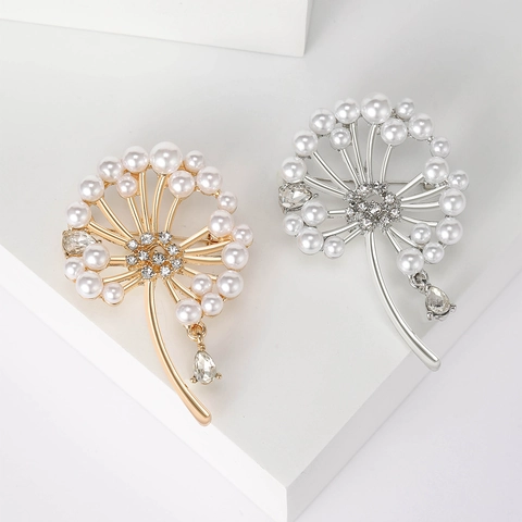 Elegante Spilla a Dente di Leone in Lega con Perle Artificiali per Donna Spilla a Fiore con Strass Lucidi Accessorio per Banchetto Matrimonio Festa Gioielli