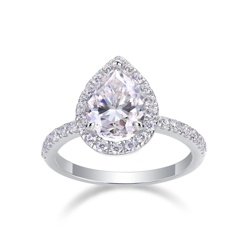 Anillo De Moissanita Con Forma De Pera Plata Esterlina 925 Halo Gota De Agua Alianza De Lujo Para Mujeres Joyas