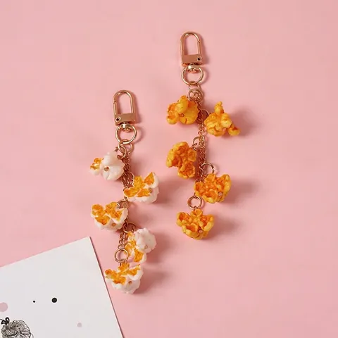 Portachiavi Popcorn Cibo Simulazione Ciondolo Per Borsa PVC Realistico Novità Ornamento Appeso