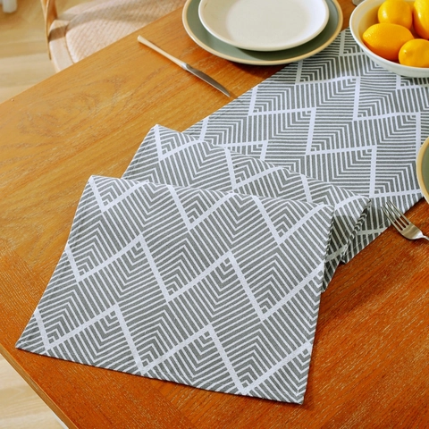 Table Runner Cotton Linen Geometric Wave Floral Pattern Modern Nordic Style For Dining Table Home Party Decoration