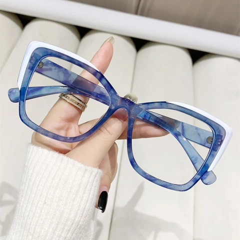 Anti Blauw Licht Bril Mode Vierkant TR90 Frame Kattenoog Brilmontuur Groot Optische Brillen Voor Dames