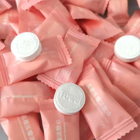 Compressed Towels Disposable Cotton Portable Face Towel For Travel Skin Care Round Coin Shape Individual Packaging