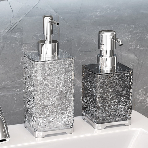 Dispensador De Jabón Recargable De Lujo Botella De Loción Textura Ondulada Bomba Para Baño Cocina Fregadero
