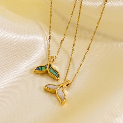 Walvisstaart Hanger Ketting Roestvrij Staal Kunstparelmoer Abalone Schelp Zirkoon Oceaan Sieraden Cadeaus Voor Vrouwen