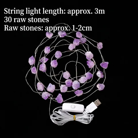 Luci A Corda LED In Pietre Di Cristallo Naturali USB Ametista Fluorite Decorative Per Casa E Festival