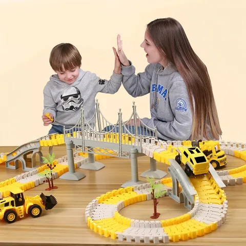 Giocattolo Pista Da Cantiere Auto Elettrica Flessibile Assemblaggio Fai Da Te Blocchi Educativi Regalo Per Bambini Ragazzi Ragazze