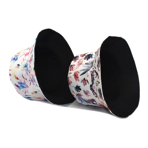 Chapeau Bob Réversible Double Face Imprimé Fleuri Polyester Protection Solaire Pliable Chapeau Pêcheur Femmes Été
