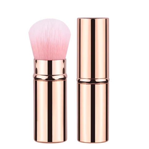 Pennello Trucco Retrattile Portatile Fibre Sintetiche Tubo In Alluminio Con Cappuccio Strumento Per Cipria Fard Per Donne