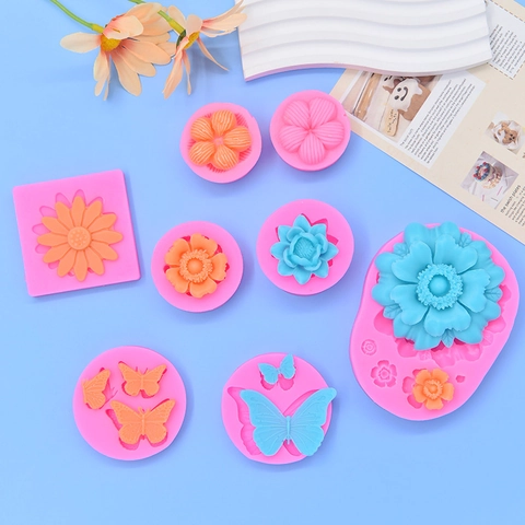 Bloem Vlinder Siliconen Vorm Voor Fondant Chocolade Taart Decoratie DIY Klei Hars Handwerk Zeep Kaars Maken