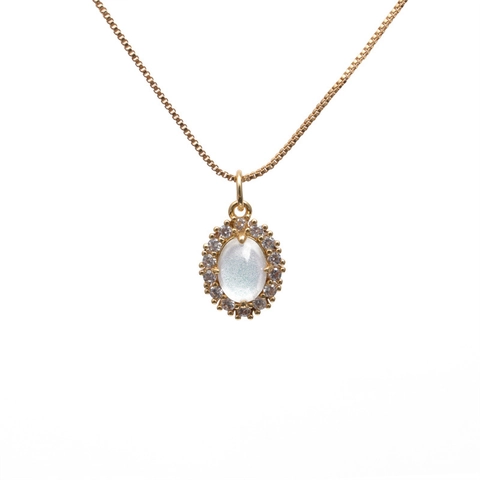 Oval Mood Stone Pendant Necklace Gold Plated Copper With Micro Inlaid Zircon Color Changing Choker Jewelry For Women