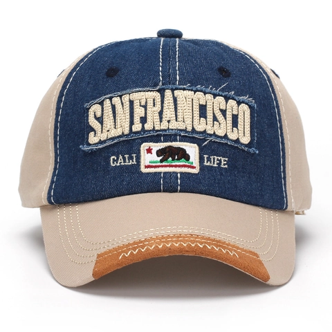 Vintage Καπέλο Μπέιζμπολ Βαμβακερό Τζιν Κέντημα San Francisco Ρυθμιζόμενο Καπέλο Ήλιου Ρετρό Unisex