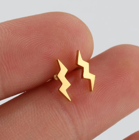 Pendientes De Botón De Rayo De Acero Inoxidable Joyas De Moda Geométricas Pulidas Para Mujeres