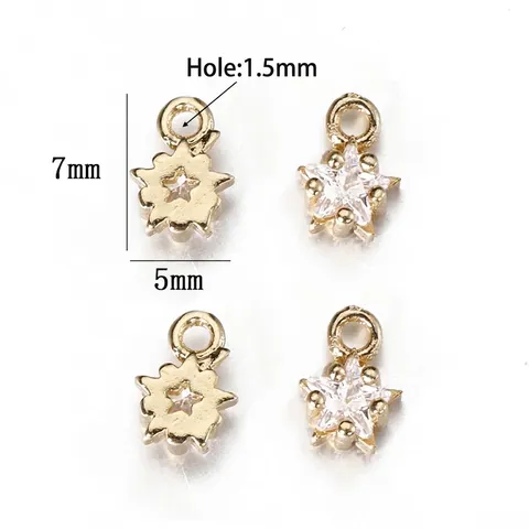 Ciondoli Stella In Rame Placcato Oro 14K Con Zirconia Per Creazione Di Gioielli Fai Da Te Collane Bracciali Orecchini
