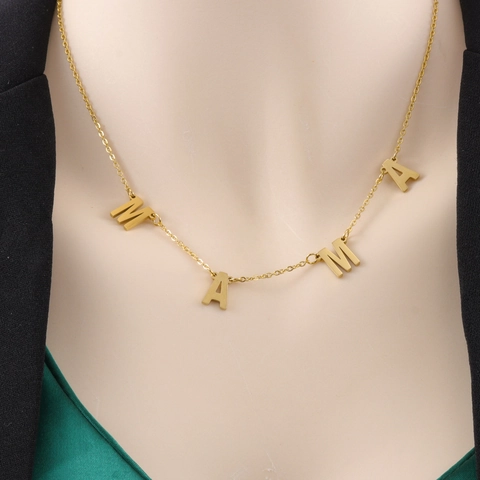 MAMA LOVE Letter Hanger Ketting Roestvrij Staal 18K Verguld Minimalistische Sleutelbeen Ketting Sieraden Voor Vrouwen Moederdag Cadeau