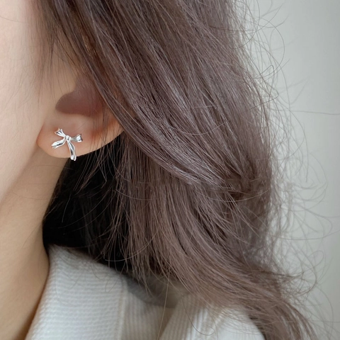 Boucles D'oreilles Puces Noeud Ruban Rétro Français Élégant Cuivre Plqué Or Argent Métal Irrégulier Bijoux Pour Femmes