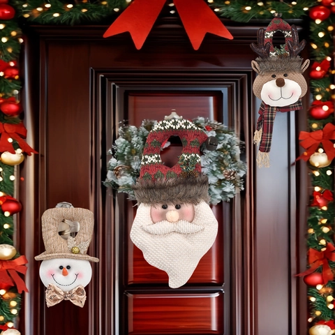 Addobbi Natalizi Da Appendere Alla Porta Babbo Natale Pupazzo Di Neve Renna Bambole Di Peluche Decorazione Per Casa