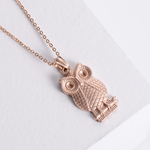 Collana Con Ciondolo A Forma Di Gufo Acciaio Inossidabile 304 Oro Rosa Carino Animale Stile Ins Gioielli Regalo Per Donne
