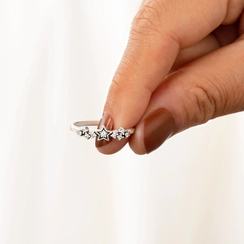 Anello In Argento Sterling 925 Per Donna Stella Scintillante Zircone Gioiello Da Dito Geometrico Minimalista Regalo