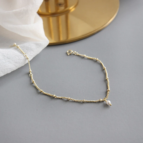 S925 Sterlingsilber Perlenkette Armband Für Damen Echtgold Galvanisiert Einfach Elegant Künstliche Perle Anhänger Schmuck Geschenk
