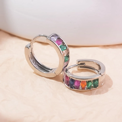 Pendientes de Aro en Forma de C Geométrica de Latón con Strass para Mujer Joyas de Moda Minimalistas con Incrustaciones