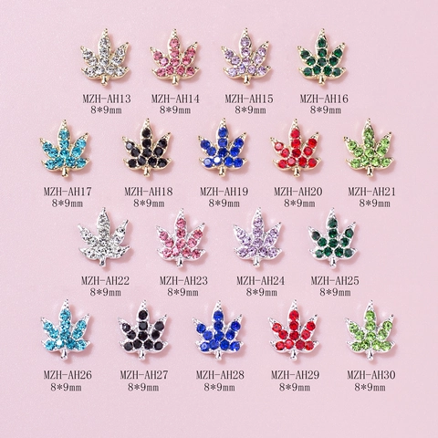 Nail Art Charms Leaf Shape Alloy Multi Color Rhinestone Sparkling Manicure Decorations DIY Jewelry Accessories