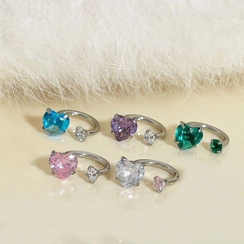 Stainless Steel Heart Rhinestone Horseshoe Earrings Round Stud Piercing Jewelry Nose Lip Helix Lip Piercing Ring For Women Men Party Daily Accessories