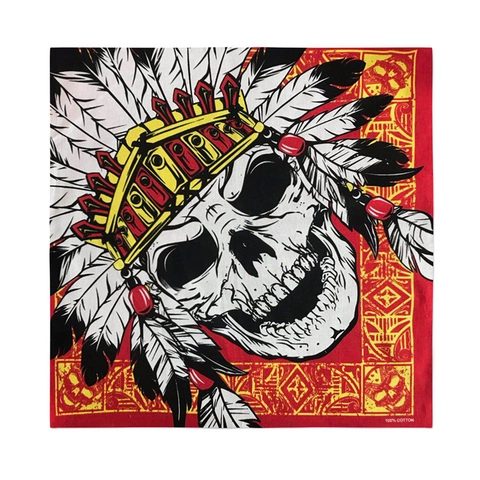 Bandana Pure Cotton Square Scarf Skull Paisley Print Hip Hop Head Wrap Unisex Outdoor Biker Neckwear Accessory