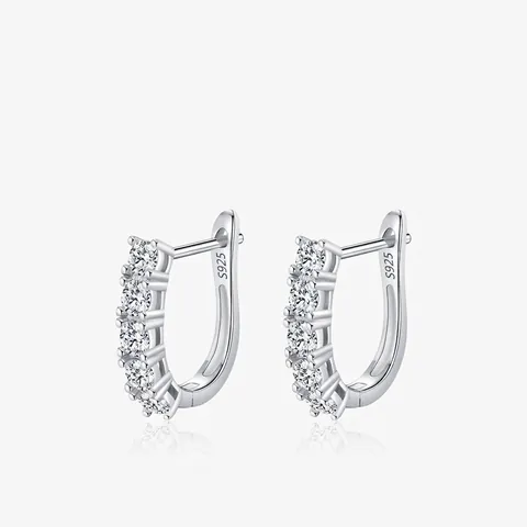 Pendientes De Aro Huggie Moissanita Plata De Ley 925 Color D VVS1 Brillante Forma U Lujo Elegante Mujeres