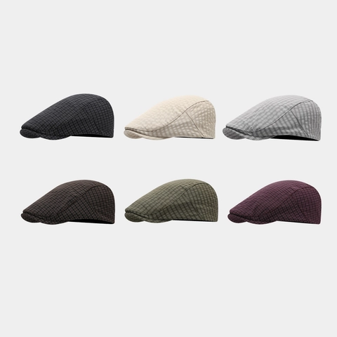 Vintage Plaid Ivy Cap British Style Retro Flat Hat Cotton Polyester Breathable Adjustable Forward Hat For Men Women