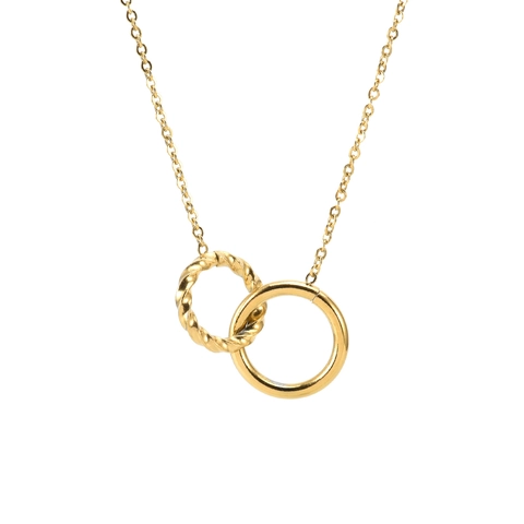 Necklace Titanium Steel Interlocking Rings Smooth Twisted Texture Gold Plated Elegant Minimalist Niche Jewelry Women