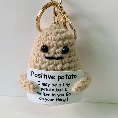 Handgemachte Häkeln Positive Kartoffel Emotionale Unterstützung Gurke Schlüsselanhänger Lustige Gemüse Wollgarn Tasche Anhänger