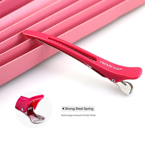Professional Hair Sectioning Duckbill Clips ABS Plastic Metal With Silicone Band No Bend Styling Salon Tools