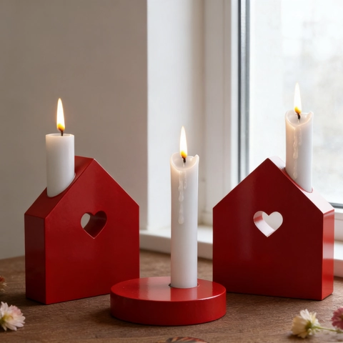 Heart House And Round Silicone Mold DIY Candle Holder Resin Gypsum Casting Craft Handmade Home Decor