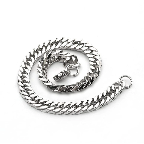 Bracciale A Catena Cubana Acciaio Inossidabile Lucidato Piatto Rettificato Gioielli Di Moda Semplici Per Uomini Donne