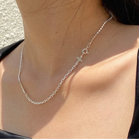 Kreuzkette 925 Sterling Silber Minimalistischer Handgefertigter Anhänger Zierlicher Schmuck Für Frauen