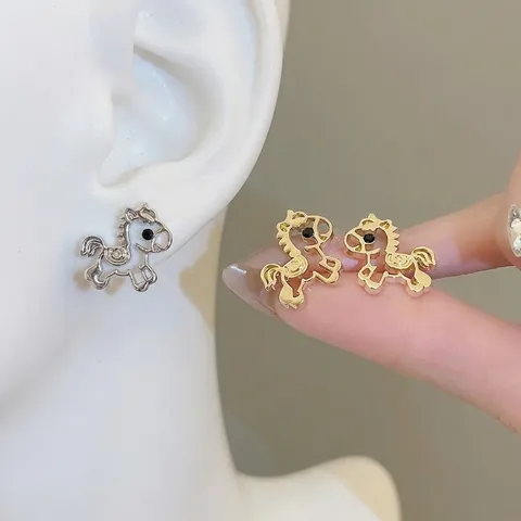 Hohlpferd Ohrstecker Mit Silber Ohrstecker Legierung Tier Design Trendy Schick Minimalistisch Schmuck Für Frauen Mädchen