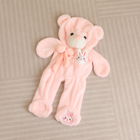 Giant Teddy Bear Plush Skin Unfilled Shell With Bow Ribbon And Rabbit Embroidery Soft Toy Gift For Kids Adults