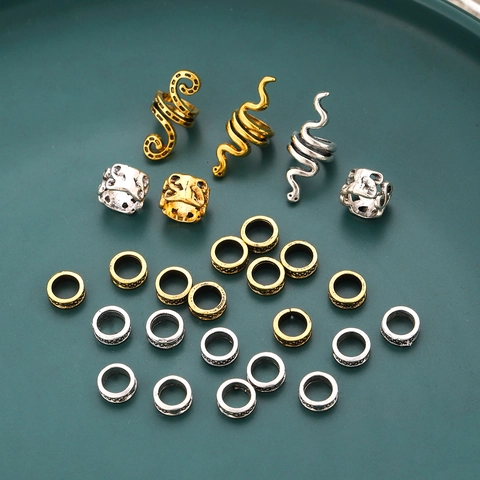 Set di Anelli per Capelli in Lega Retrò a Forma di Serpente Cavo Dreadlock Beads per Donna Uomo DIY Trecce Accessori per Capelli